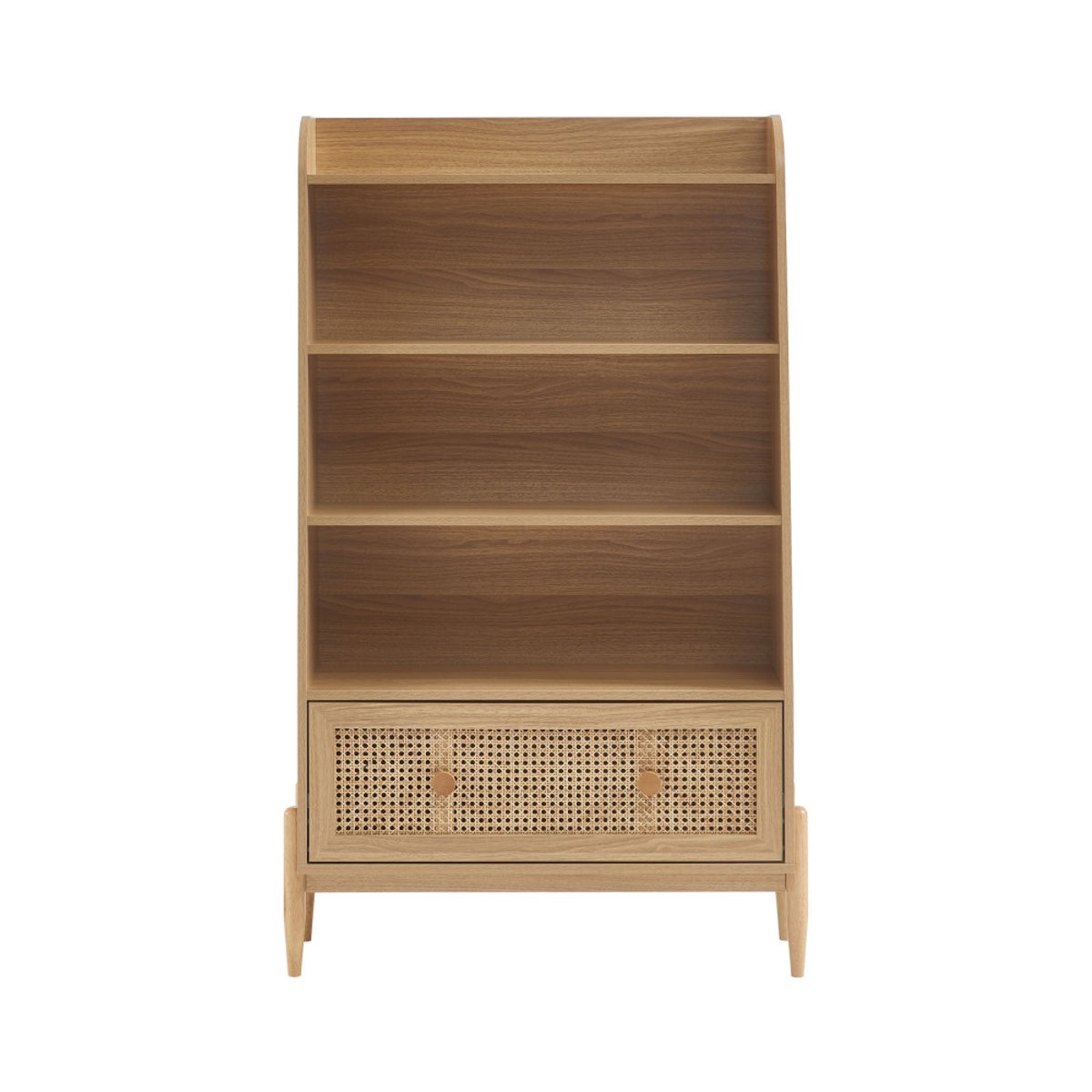 Bibliothèque enfant en bois et cannage H140cm- LILOU bois clair, DRAWER