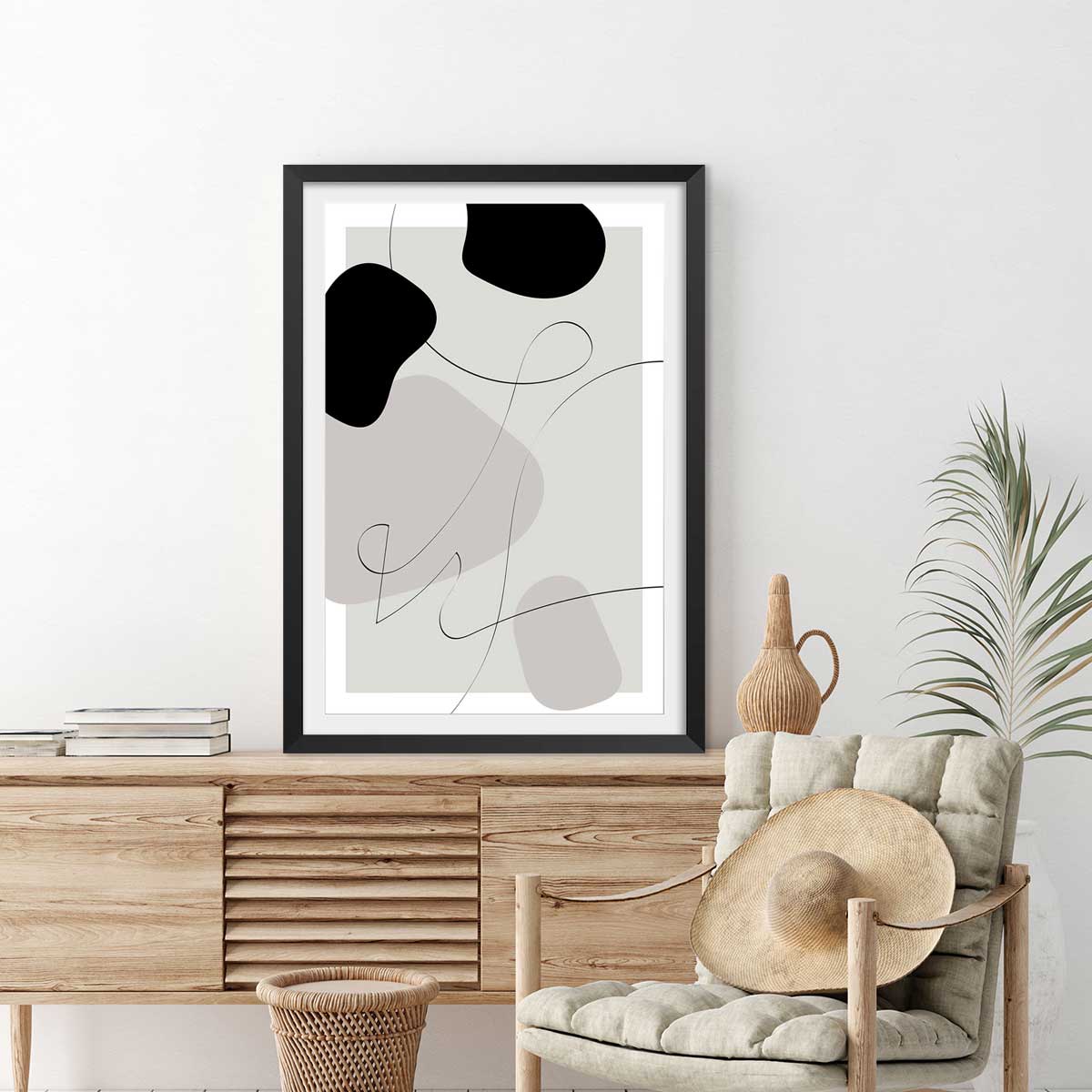 Affiche Forme et autographe affiche + cadre en bois - noir, HEXOA