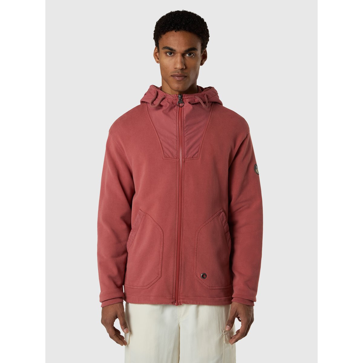 Sweat à capuche à fermeture zippée complète des archives marsala, NORTH SAILS