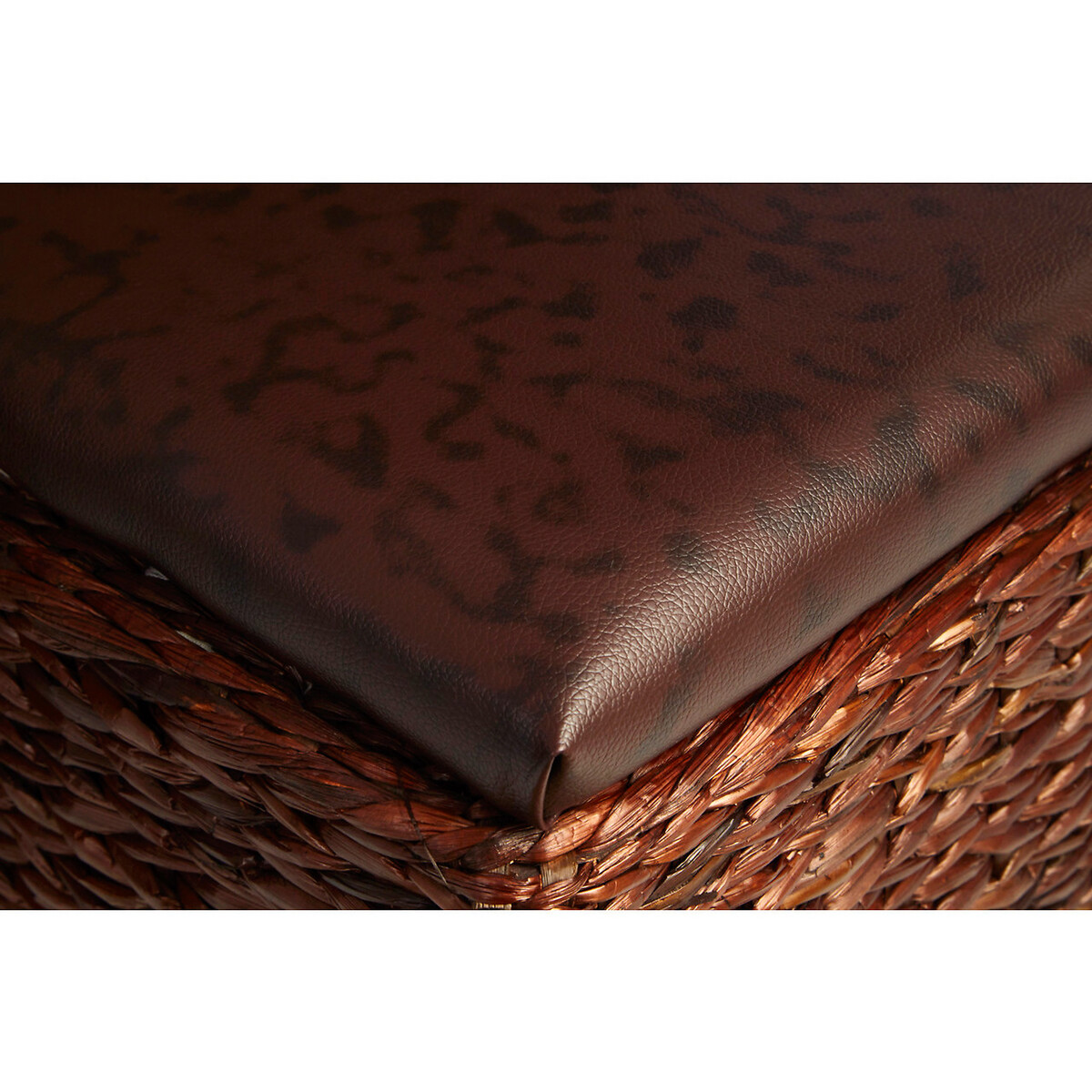 Set of 2 Natural Leather Effect Ottoman Storage brown , SO'HOME