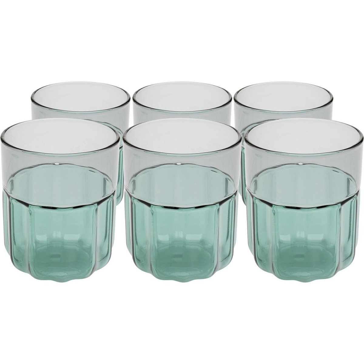 Lot de 6 verres à eau, DUETTO vert, KARE DESIGN