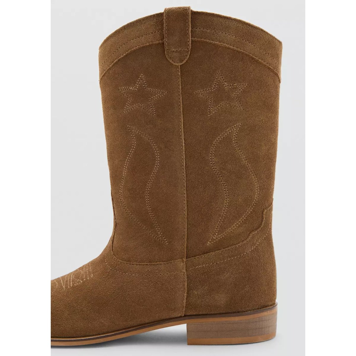 Bottes cowboy cuir broderie marron moyen, MANGO KIDS