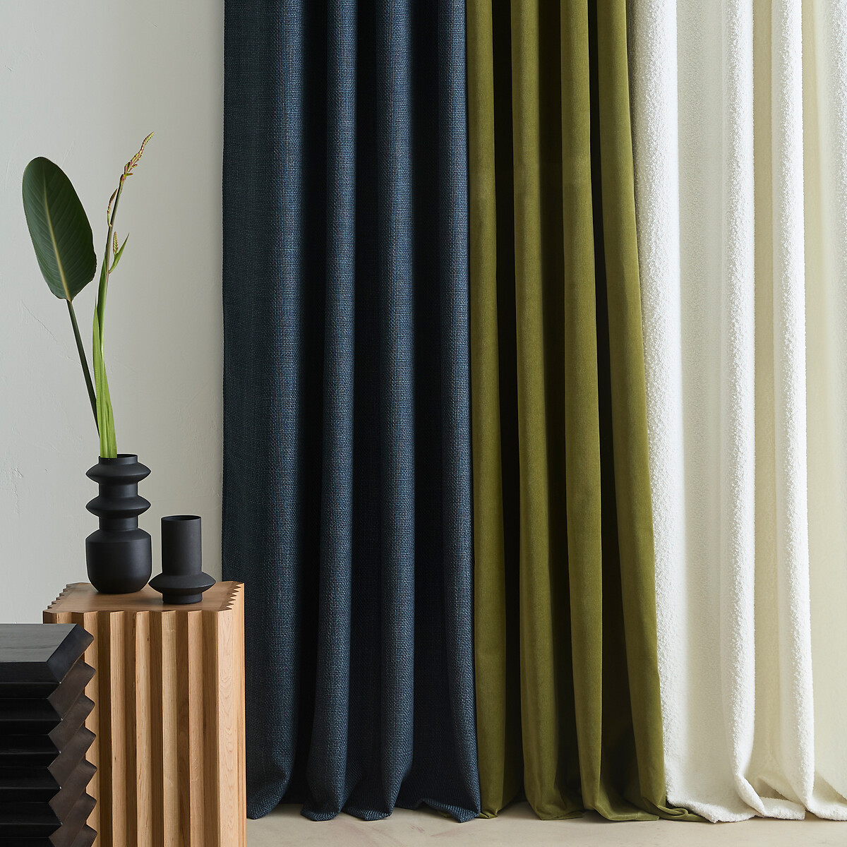 Vorhang Velvet, Ösen, Samt moosgrün, LA REDOUTE INTERIEURS