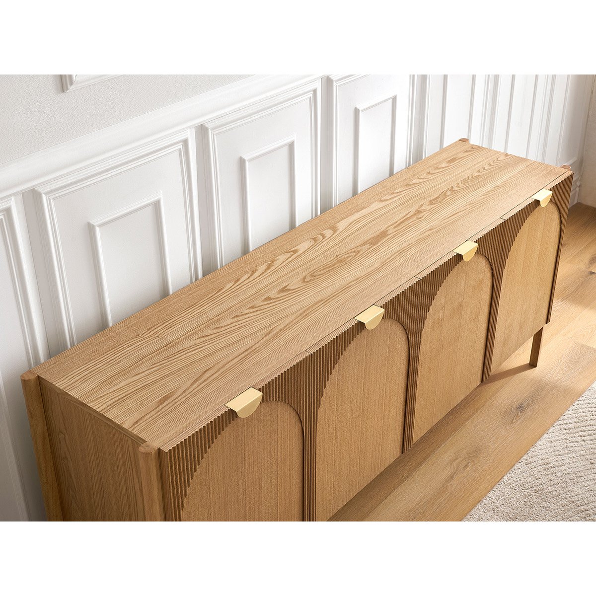 Buffet bas en placage 4 portes 178 cm, LOLA marron clair, BOBOCHIC