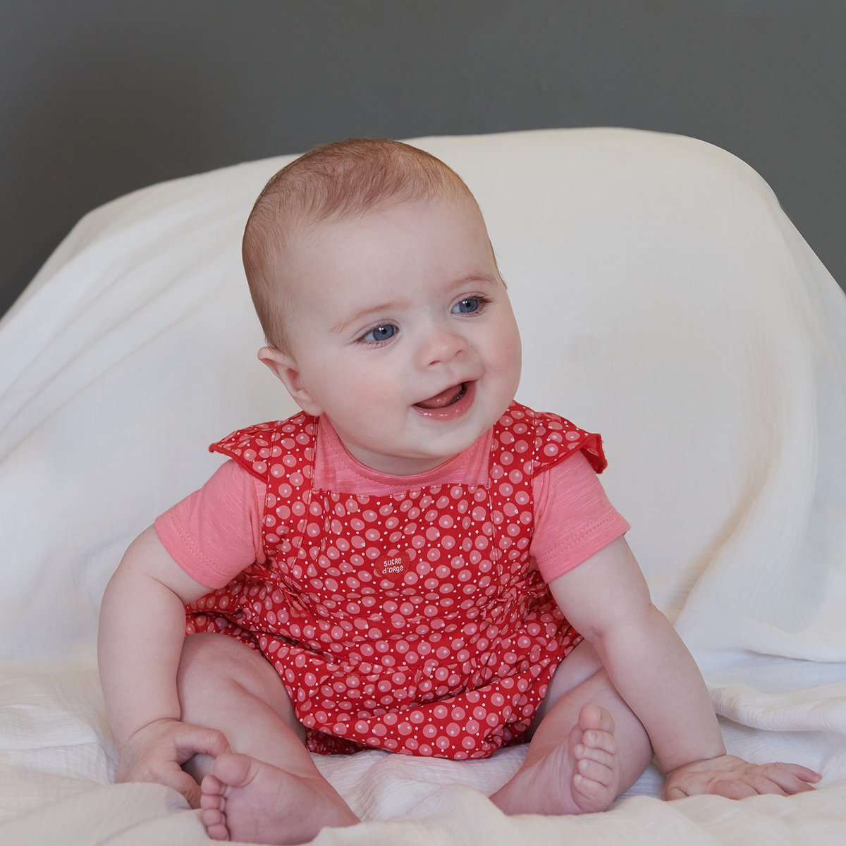 Tee shirt salopette graziella court naissance rouge, SUCRE D'ORGE