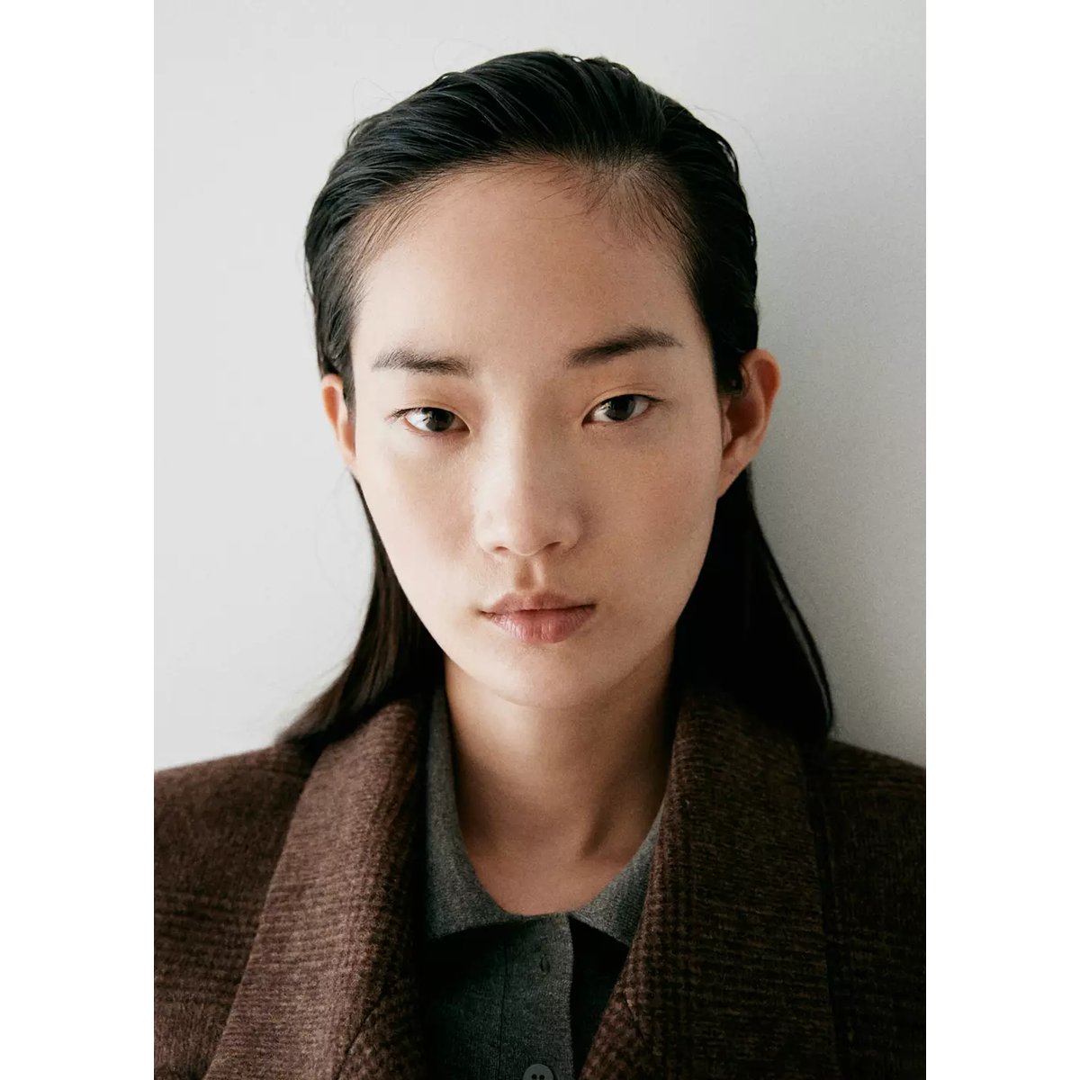 Veste laine à carreaux marron moyen, MANGO