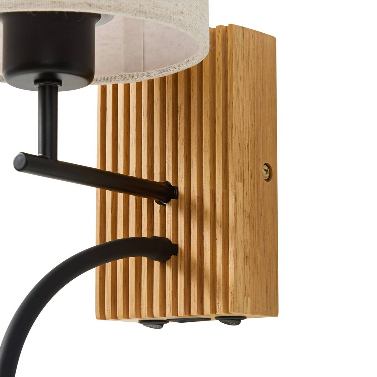 Applique en textile moderne, Lieske beige, noir, bois clair, LUCANDE