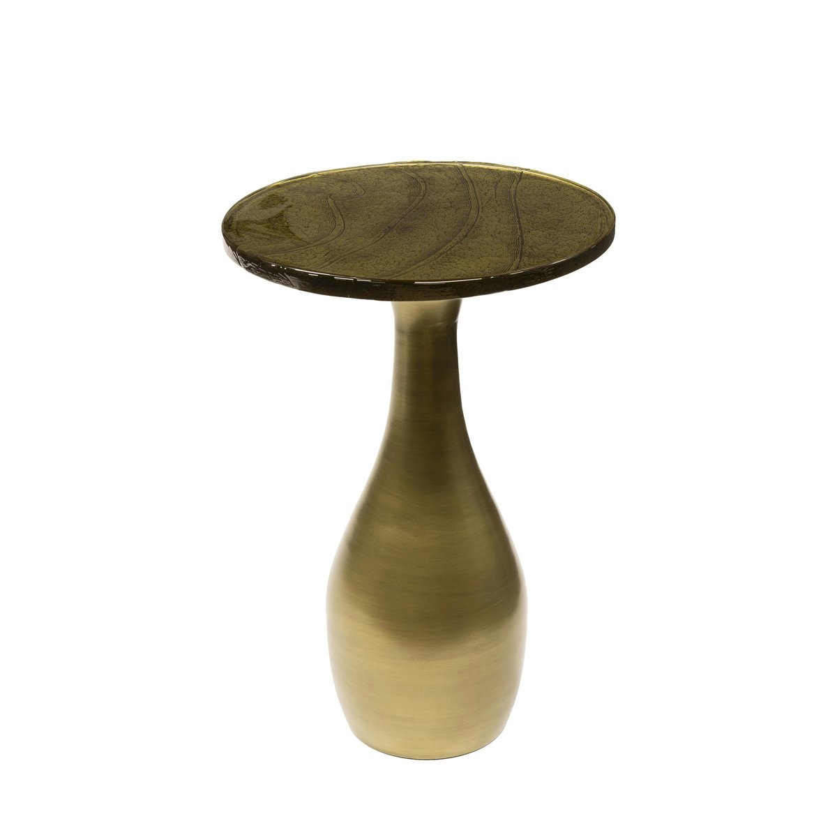 Table d'appoint artisanale verre et métal, 60cm LAGUNA doré, PIER IMPORT