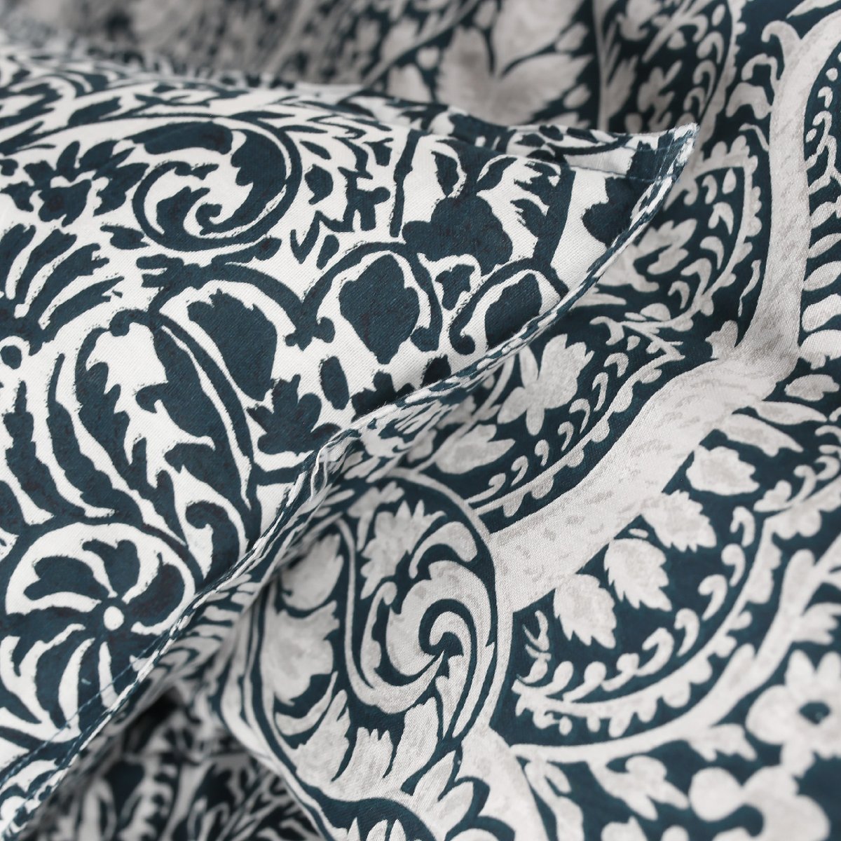 Parure de lit 2 personnes imprimé floral coton SUNSHINE AUDE bleu, TODAY