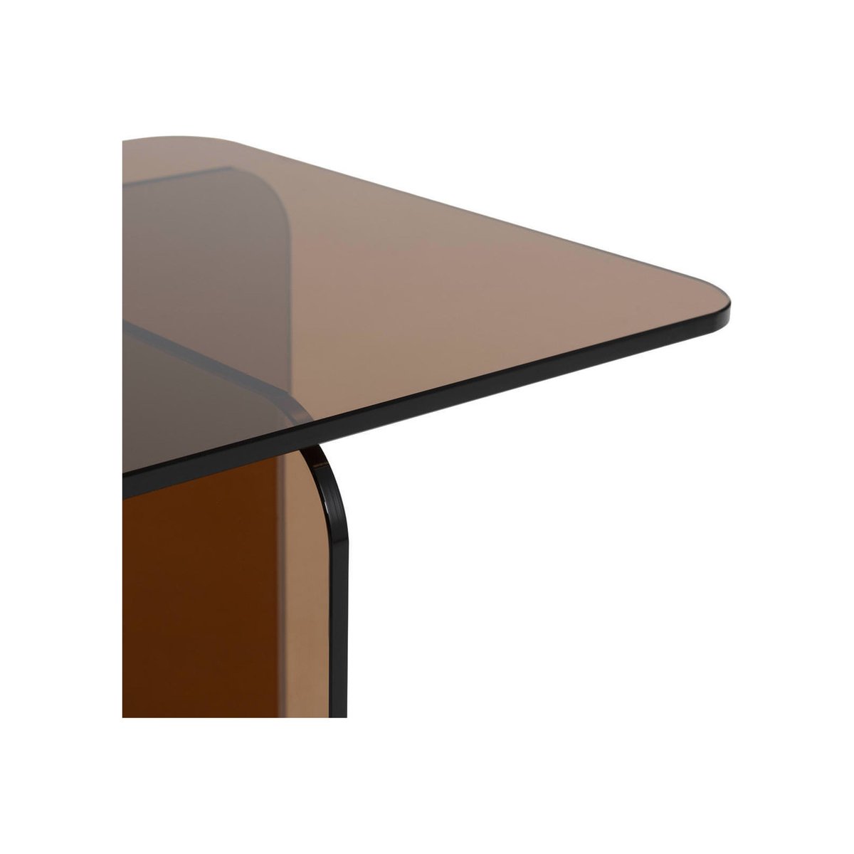 Table de chevet carrée en verre épais ambre, RECOLLECTION