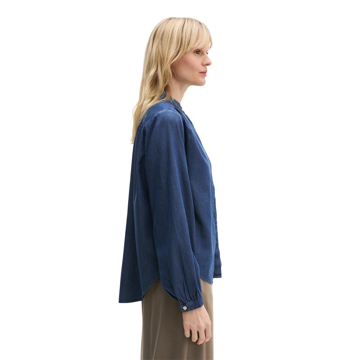 Blouse en jean loose en lin mélangé bleu fooncé, MARC O'POLO