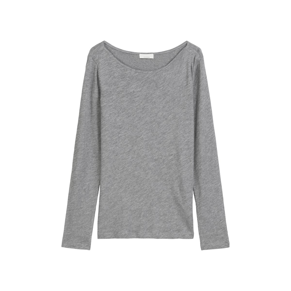 T-shirt long U-Boot regular en qualité Organic Cotton marron gris, MARC O'POLO