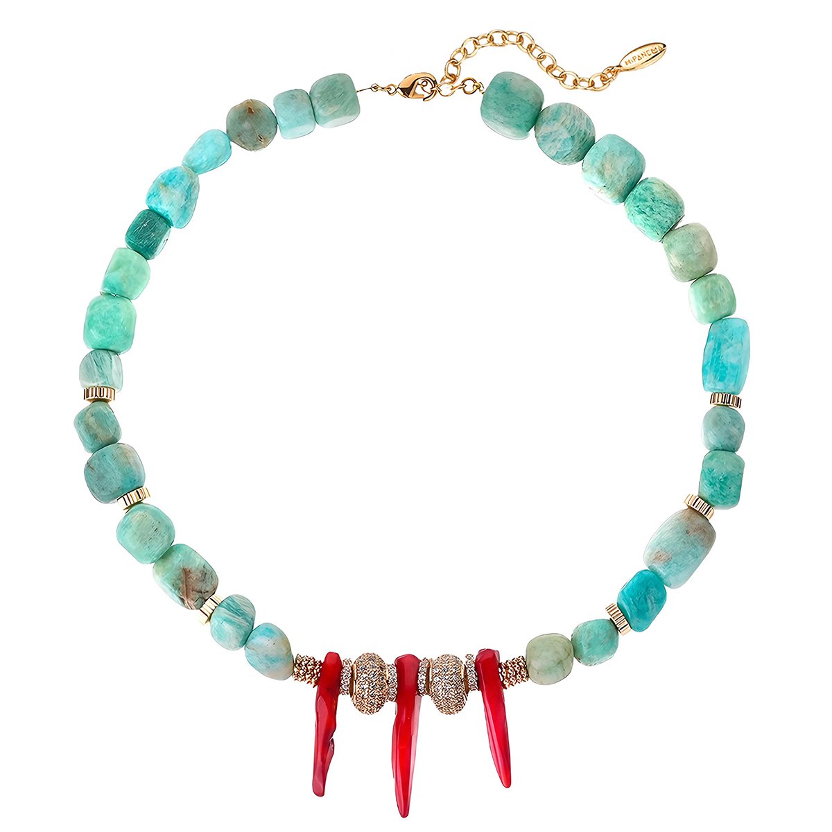 Collier ajustable avec perles et pampilles MARCEL turquoise, HIPANEMA