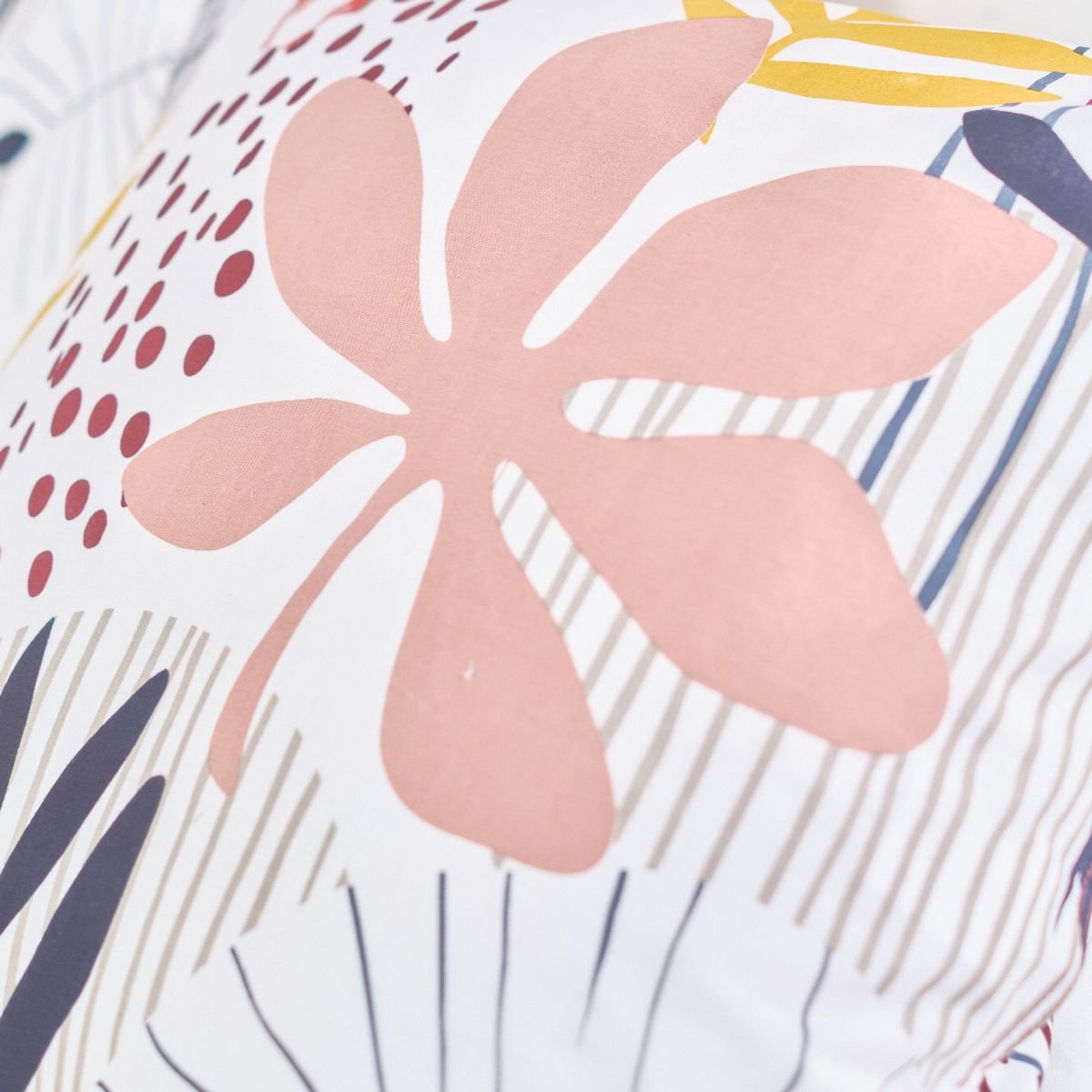 Parure de lit imprimé floral coton SUNSHINE LOU gris, TODAY