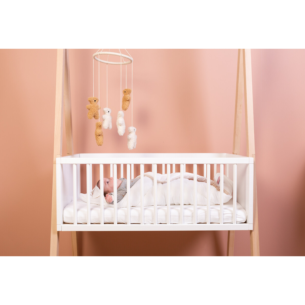 Lit bébé berceau tipi 50 x 90 cm blanc/naturel, CHILDHOME