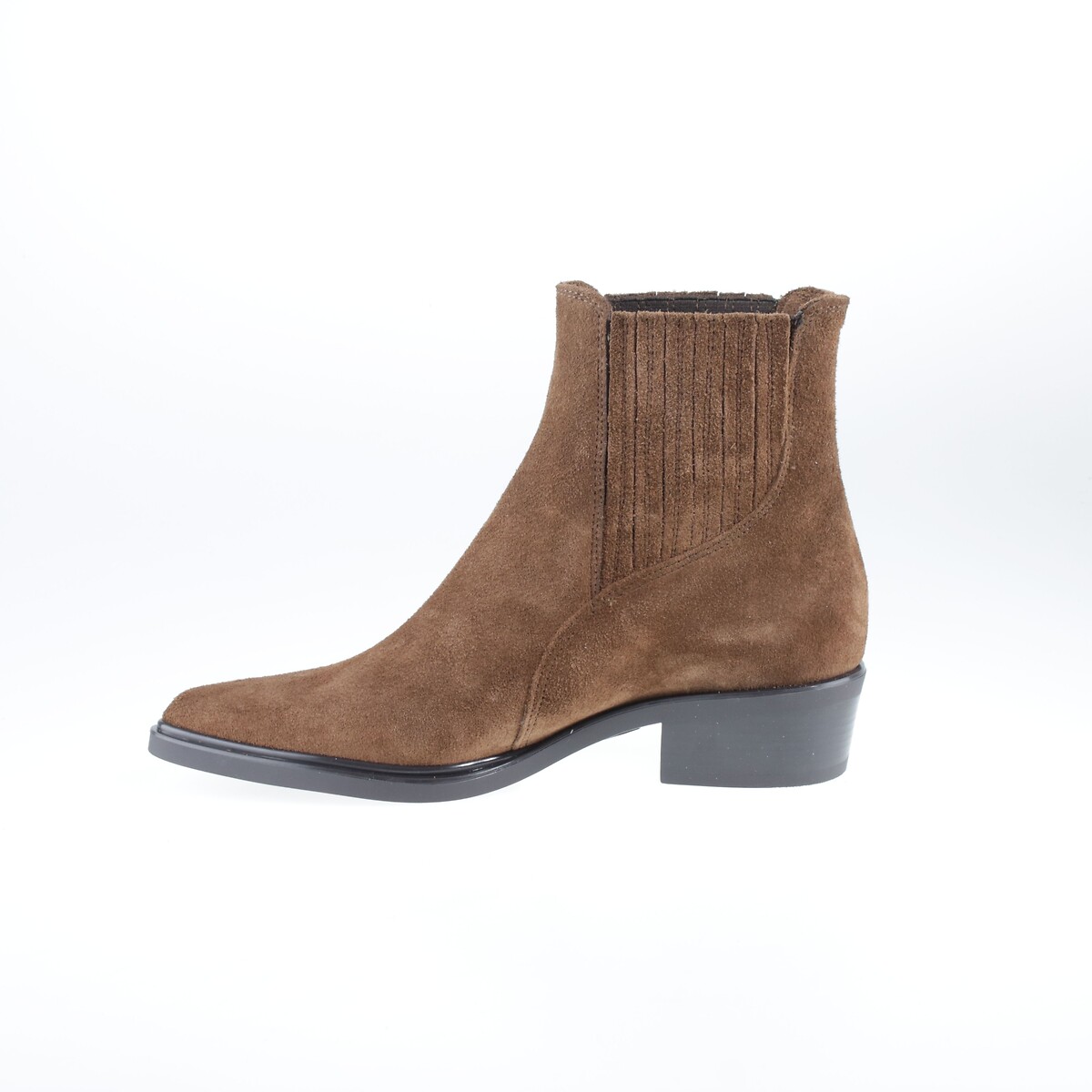 Botas pontiagudas, em pele camurça caju, MJUS