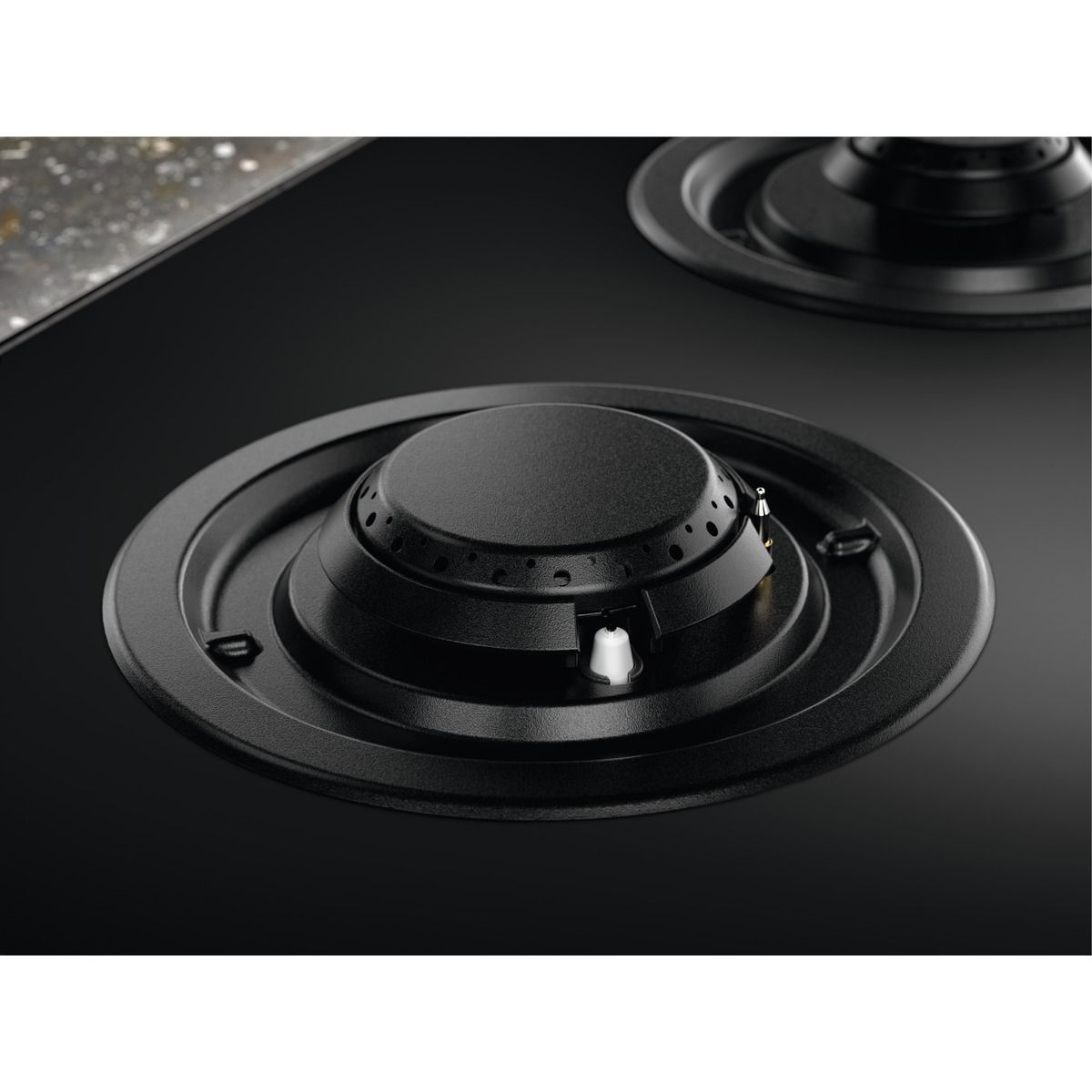 Plaque gaz KGG643753K - 4 foyers Verre Noir et Grilles Fonte noir, ELECTROLUX