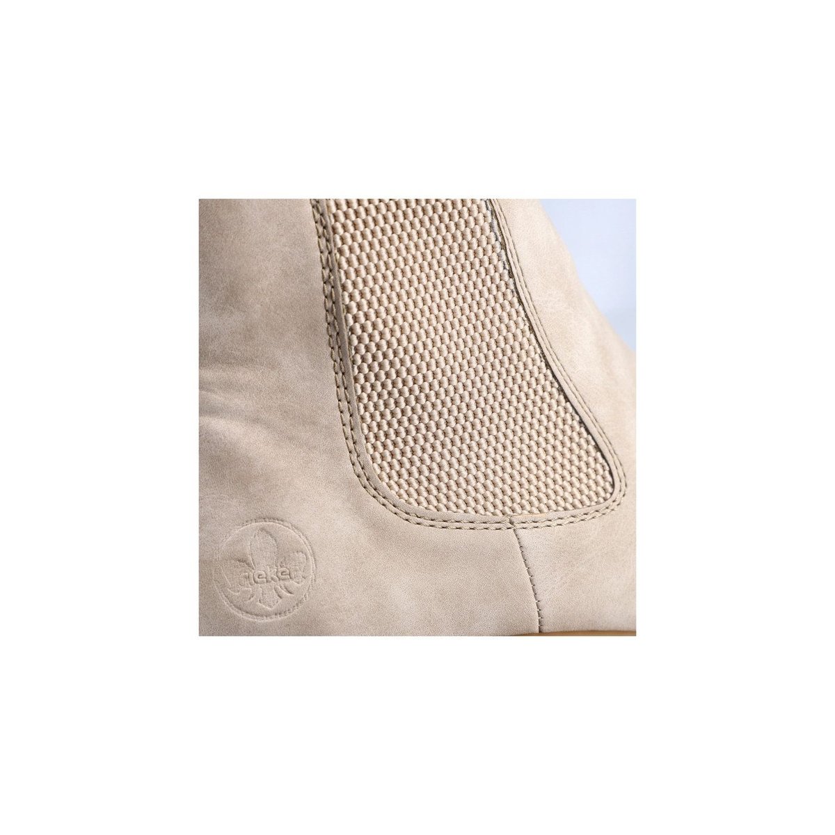 Bottines aspect nubuck taupe à semelle surélevée à talon décroché bas, fourrées, à soufflet élastiqué extérieur taupe, RIEKER