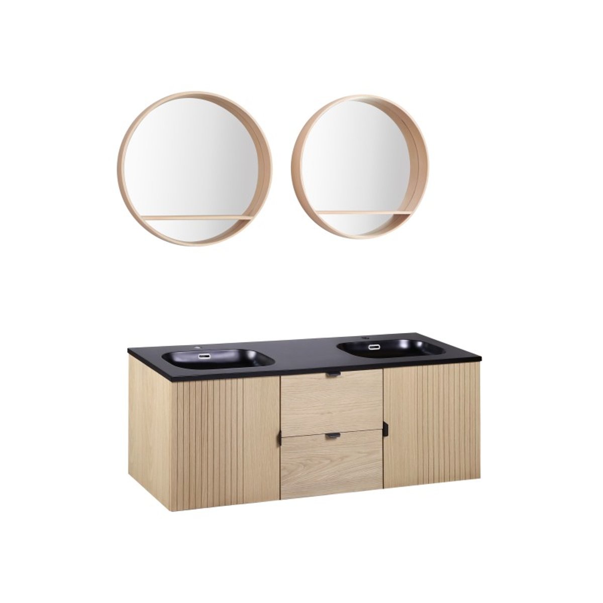 Meuble double vasque + miroir STUDIO bois clair, MOB IN