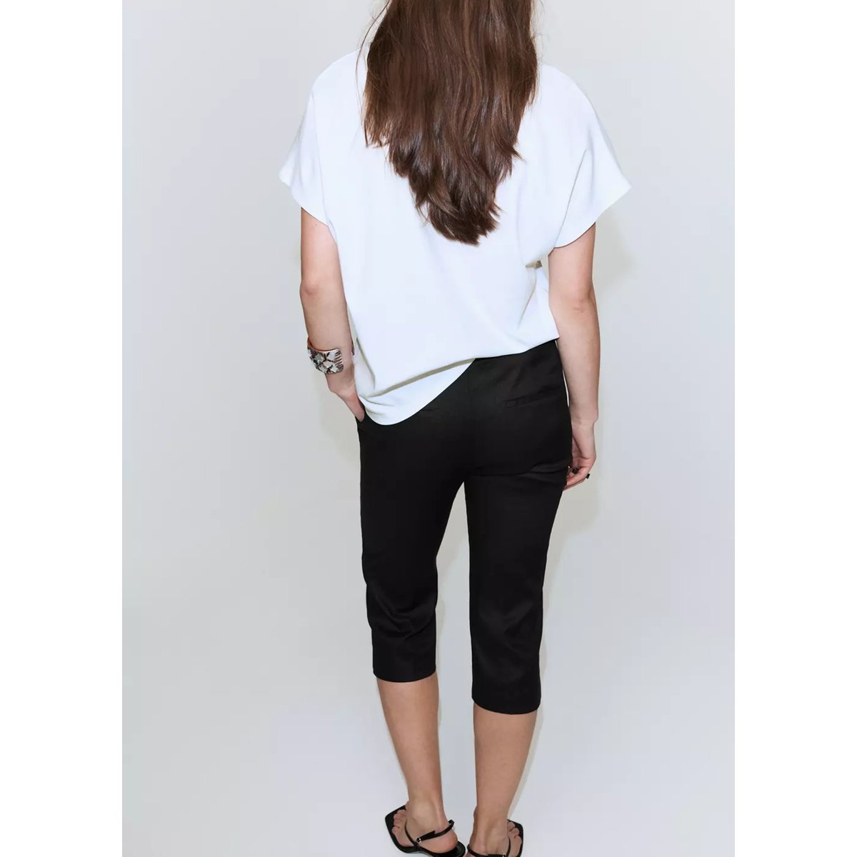 T-shirt coton col en V blanc, MANGO