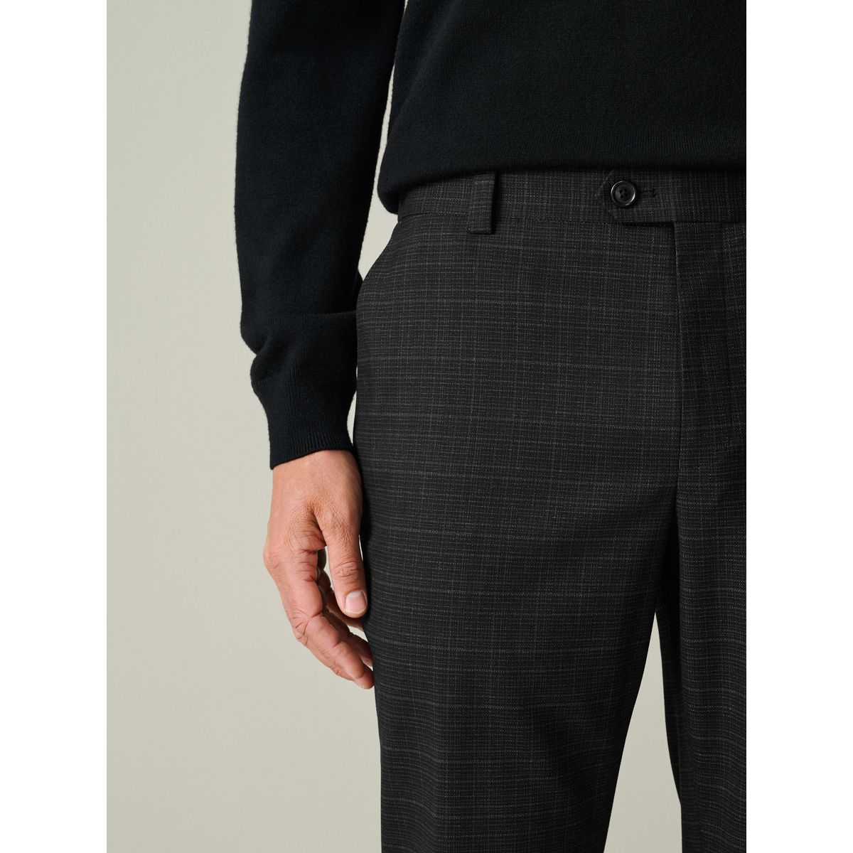 Pantalon habillé à carreaux texturé noir, NEXT