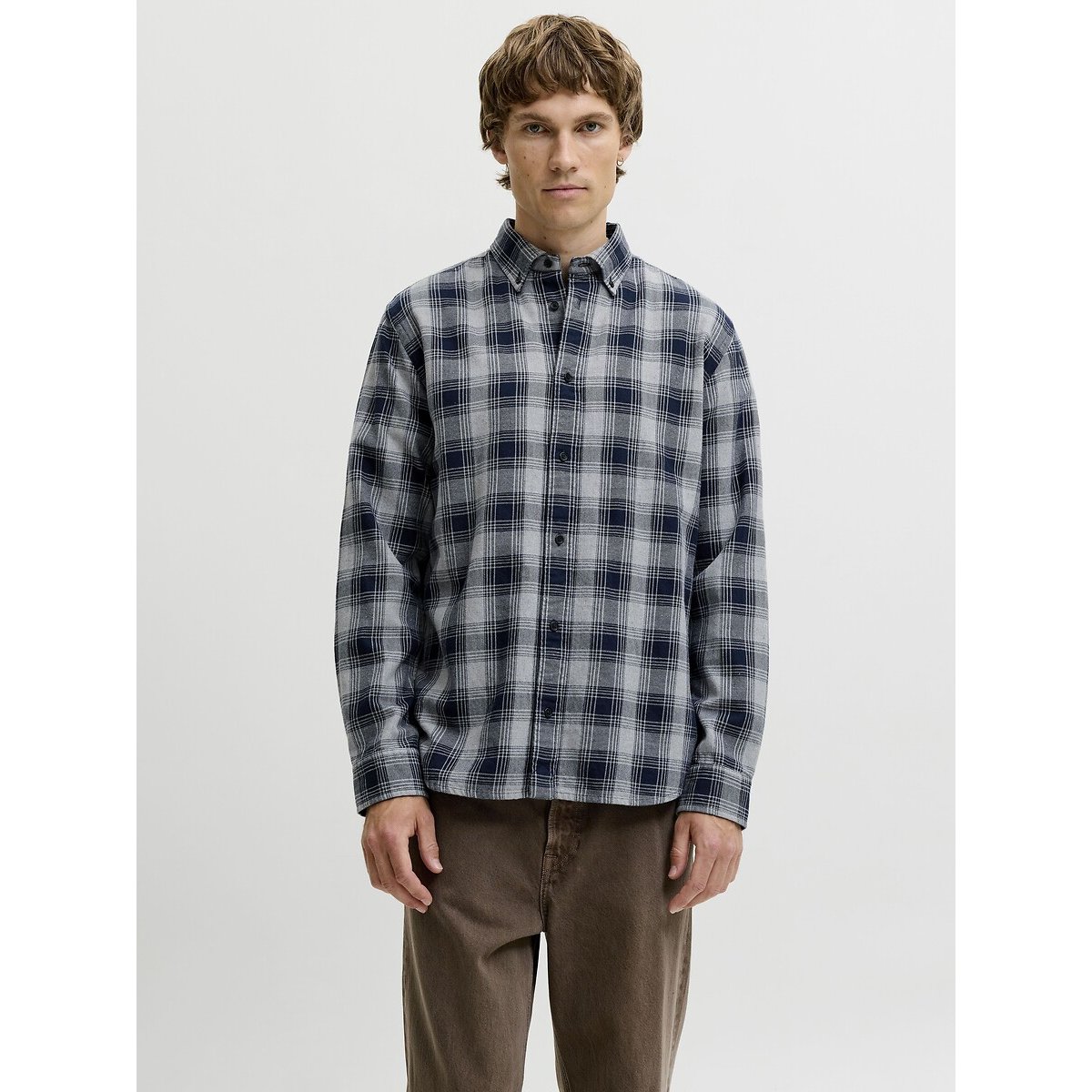 Geruit hemd met lange mouwen geruit marine, JACK & JONES