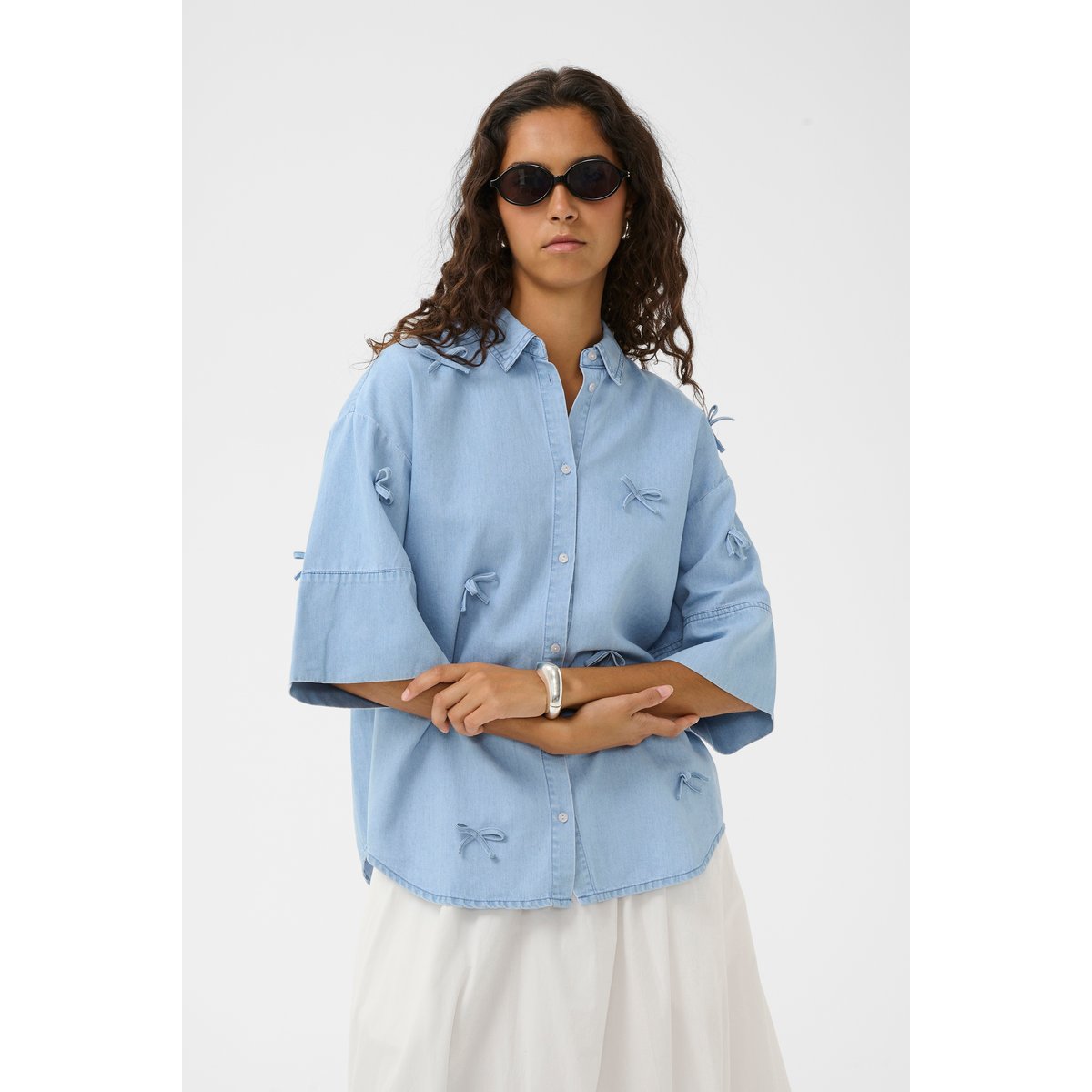 Chemise à manches longues bleu light blue denim, SOAKED IN LUXURY