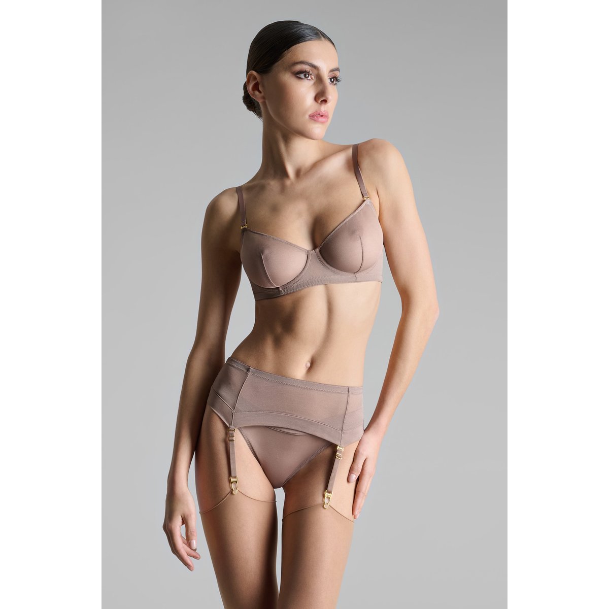 Porte-jarretelles CORPS À CORPS taupe, MAISON CLOSE