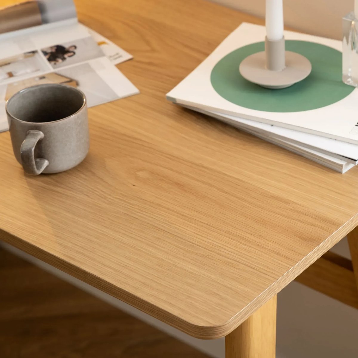 Bureau scandinave en chêne naturel 1 tiroir L120 - BARNELL bois clair, HELLIN, DEPUIS 1862