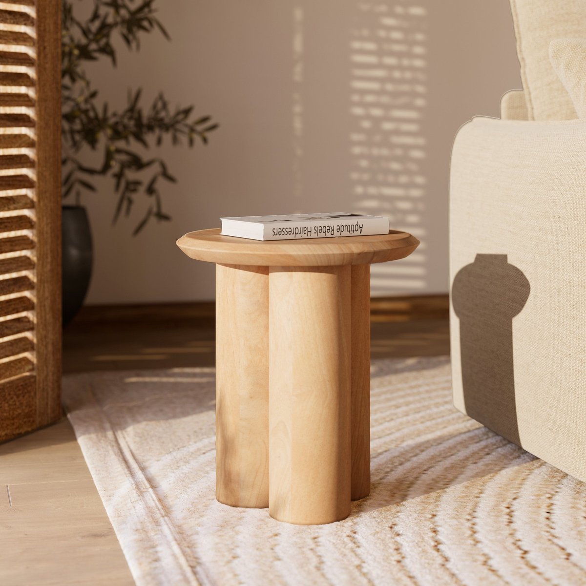 Table d'appoint en bois de manguier D40 cm - SACHA marron, MAISON PAVANE