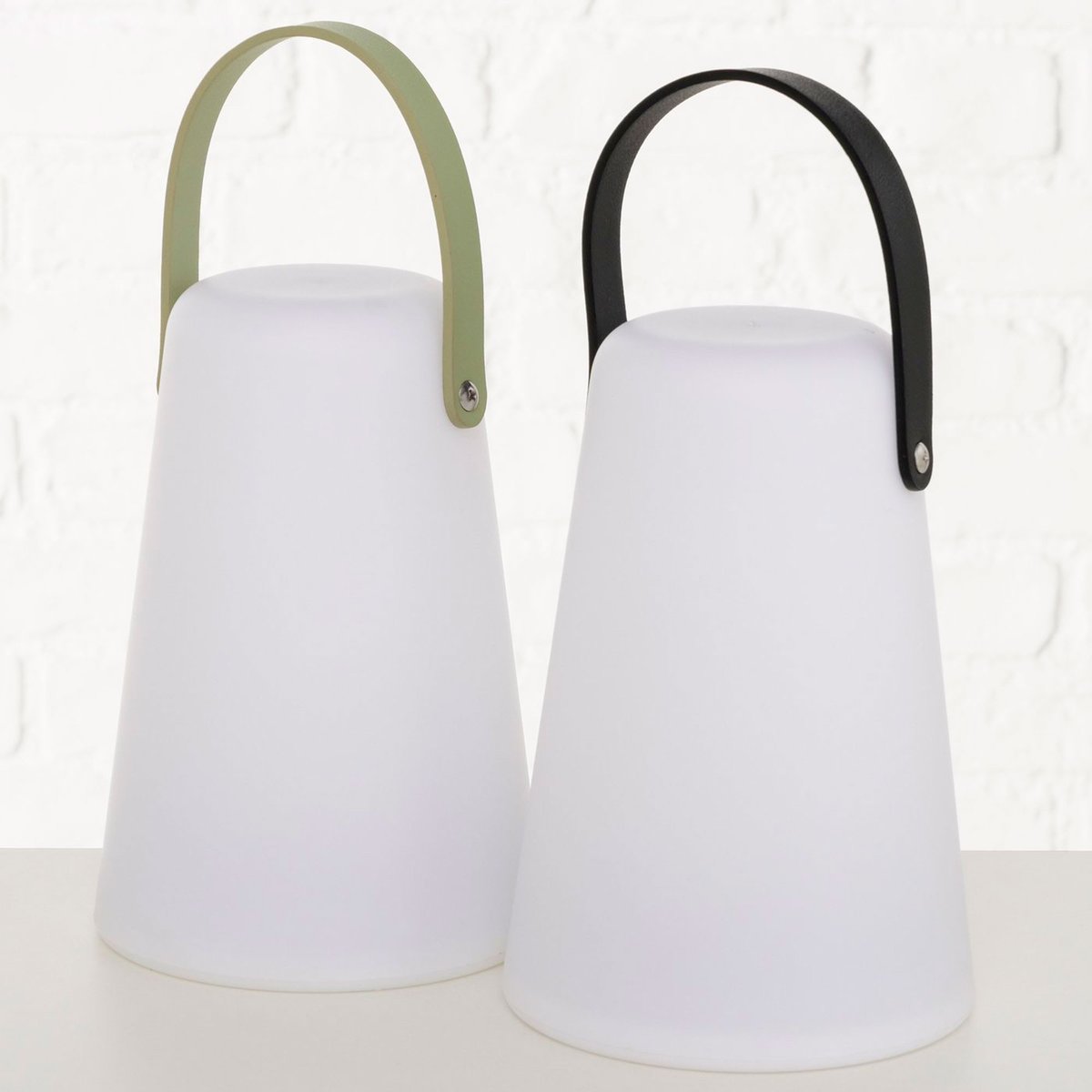 Set de 2 lanternes extérieures LED blanc, noir et vert 13.5x13.5x20.5cm blanc, WADIGA