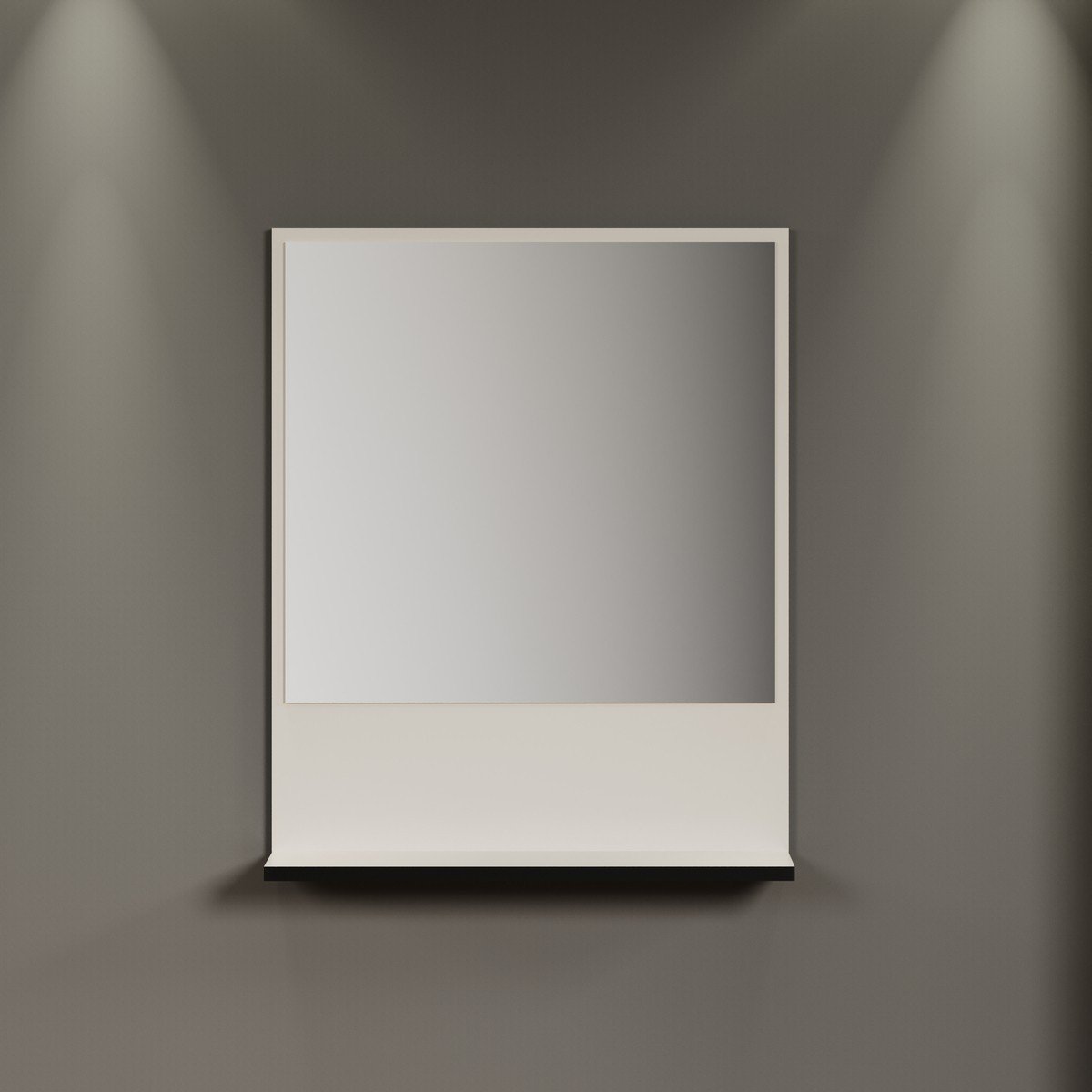Miroir mural avec 1 tablette L60 cm - PUREBLISS kashmir gris perle et noir mat, CALICOSY