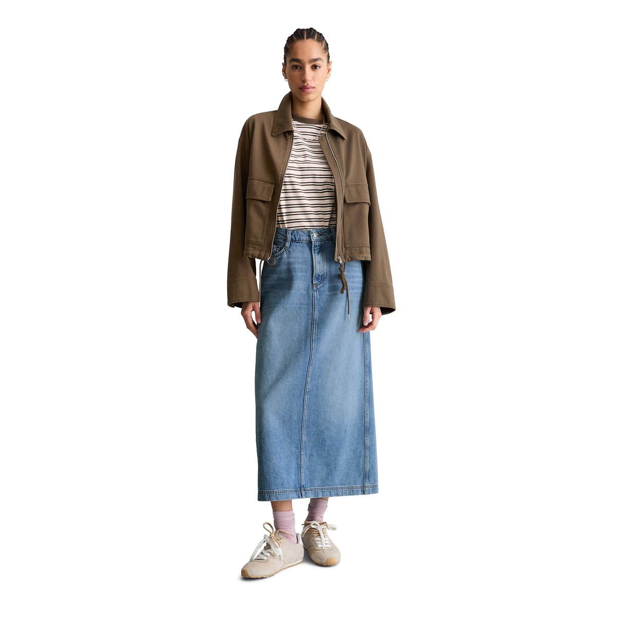 Veste en sergé regular en coton organique-lyocell stretch marron foncé, MARC O’POLO DENIM