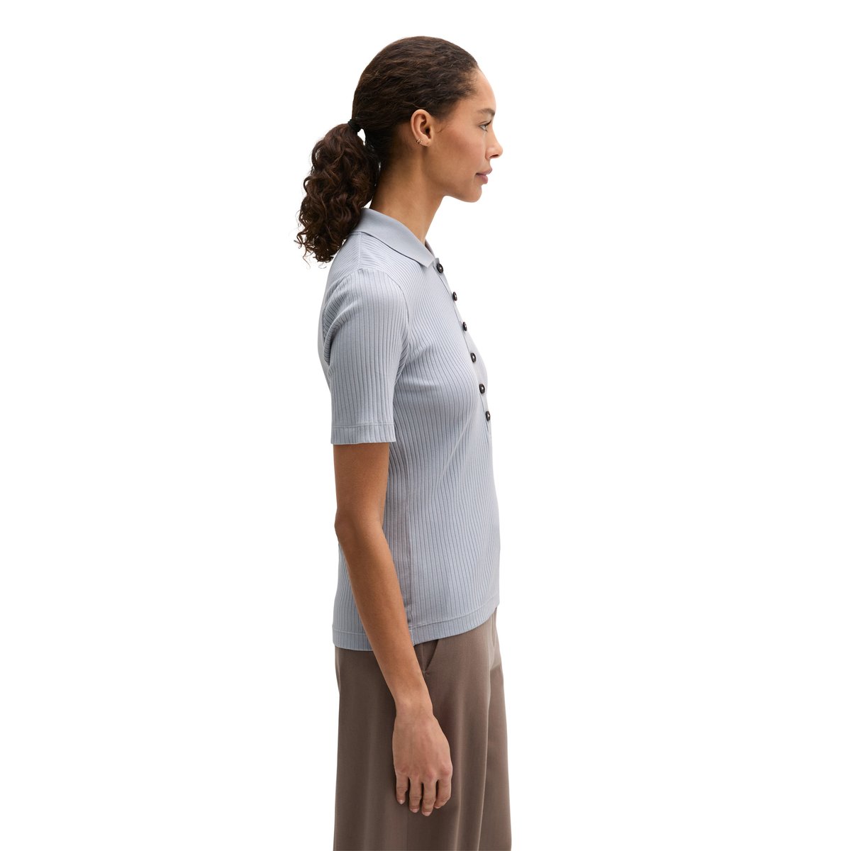 Polo à côtes slim avec TENCEL™ Modal gris, MARC O'POLO