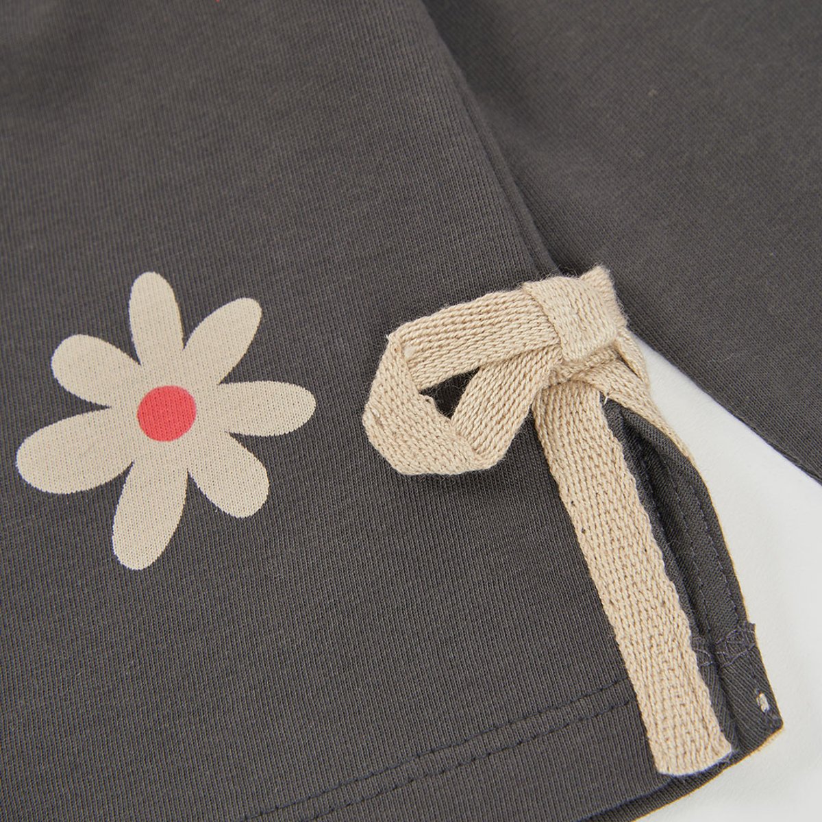 T-shirt maille fille imprimé fleurs gris, BOBOLI