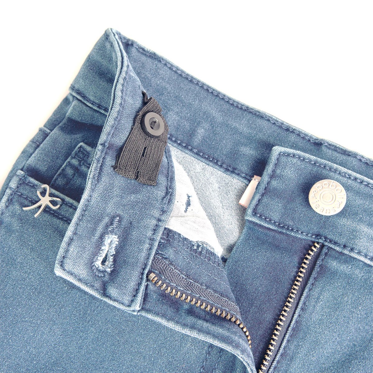 Pantalon fille en denim stretch bleu, BOBOLI