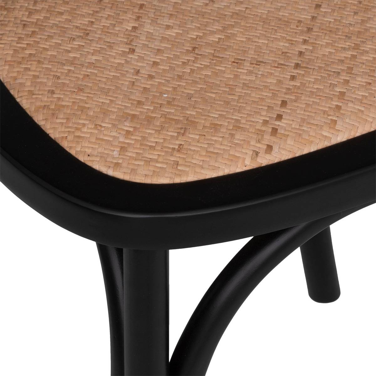 Chaise cannage rotin et bois de hêtre ISAK noir, ATMOSPHERA