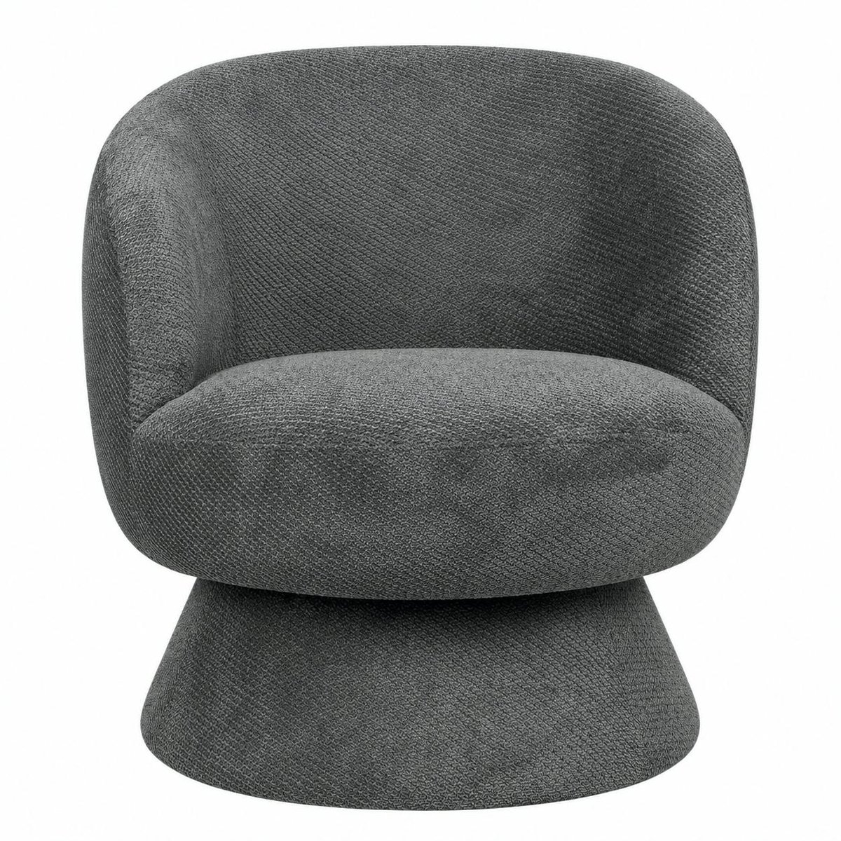Fauteuil pivotant rétro tissu chenille IENA gris, PIER IMPORT
