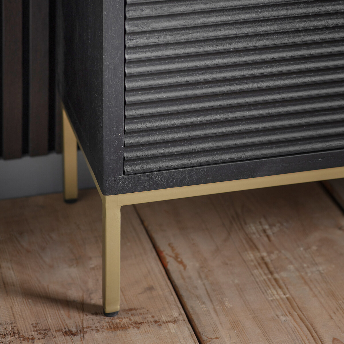 Madurai Rippled Wood 2 Door Open Display Unit black, SO'HOME