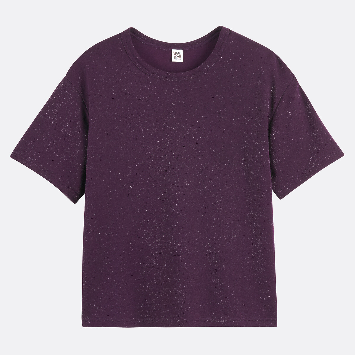 Sequined Crew Neck T-Shirt with Short Sleeves purple/plum, LA REDOUTE COLLECTIONS