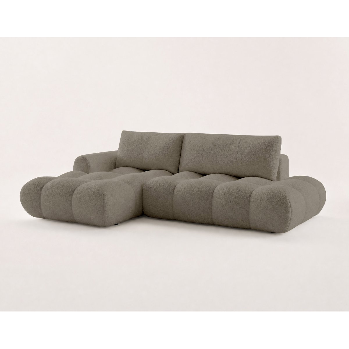 Canapé d'Angle Convertible en Tissu bouclette 4 places - YULIN gris, LISA DESIGN