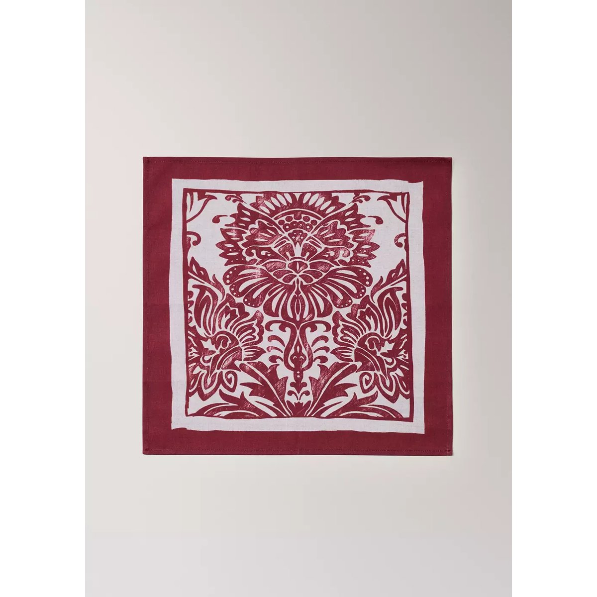 Serviette de table en coton avec détail imprimé rouge, MANGO HOME