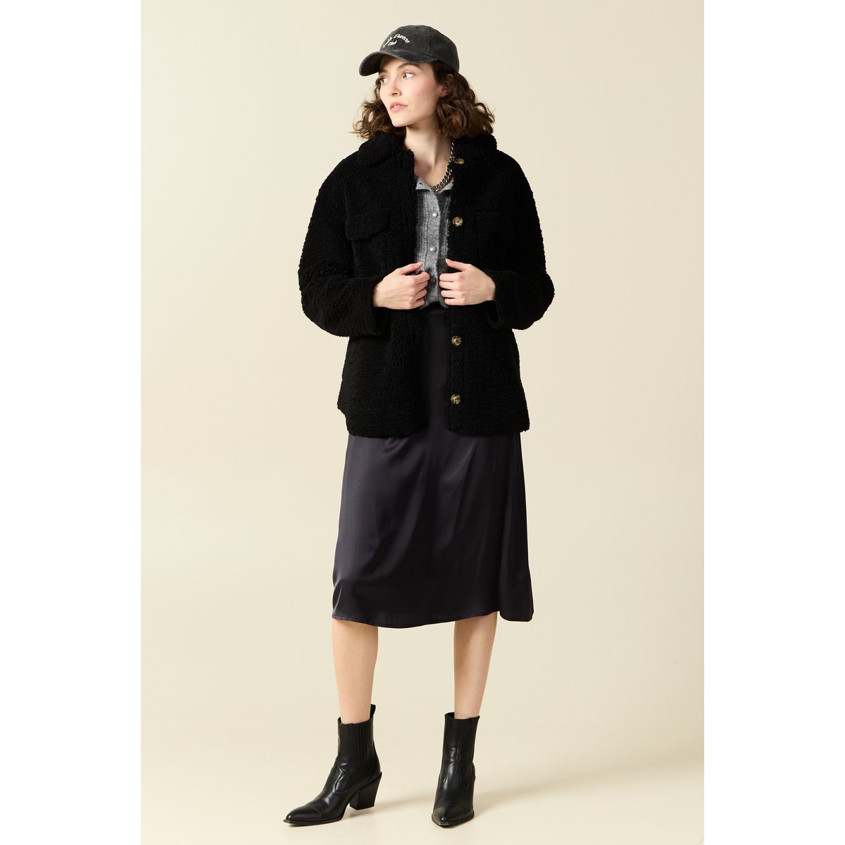 Manteau surchemise droit noir, BONOBO