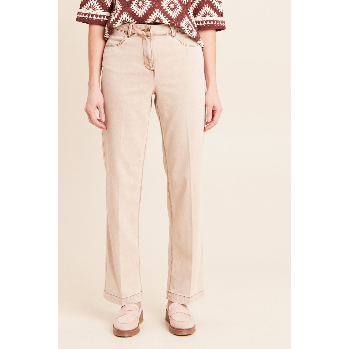 Jean coupe droite taille standard denim beige, BREAL