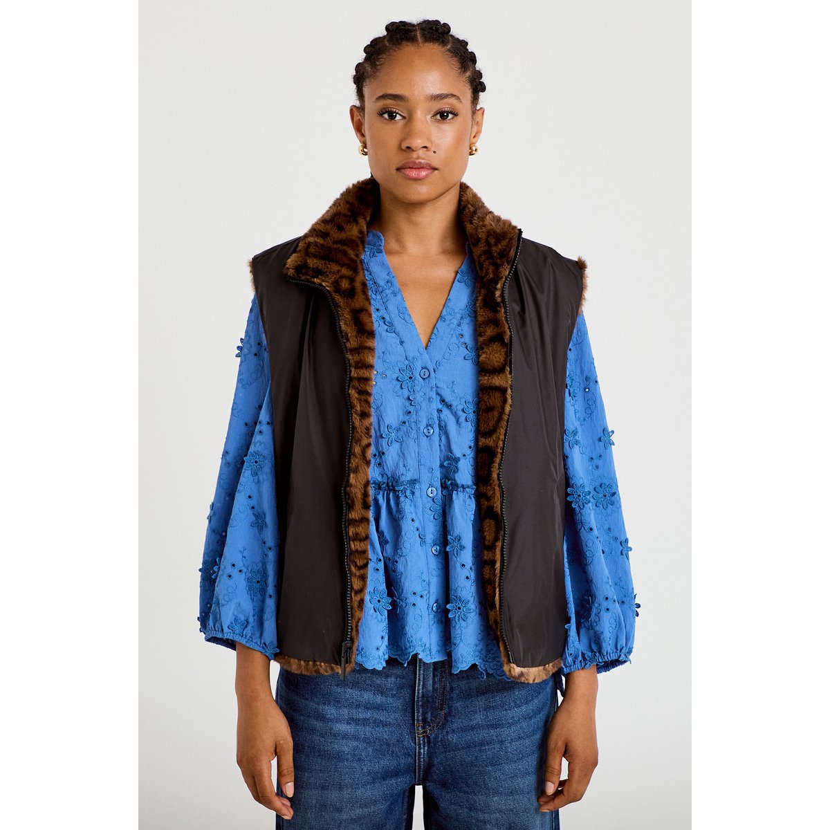 Veste réversible sans manches noir, CACHE CACHE