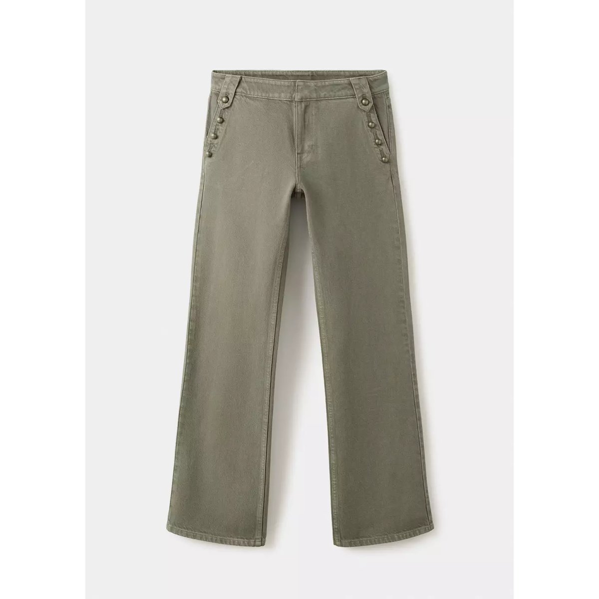 Jean taille basse à boutons kaki, MANGO TEEN