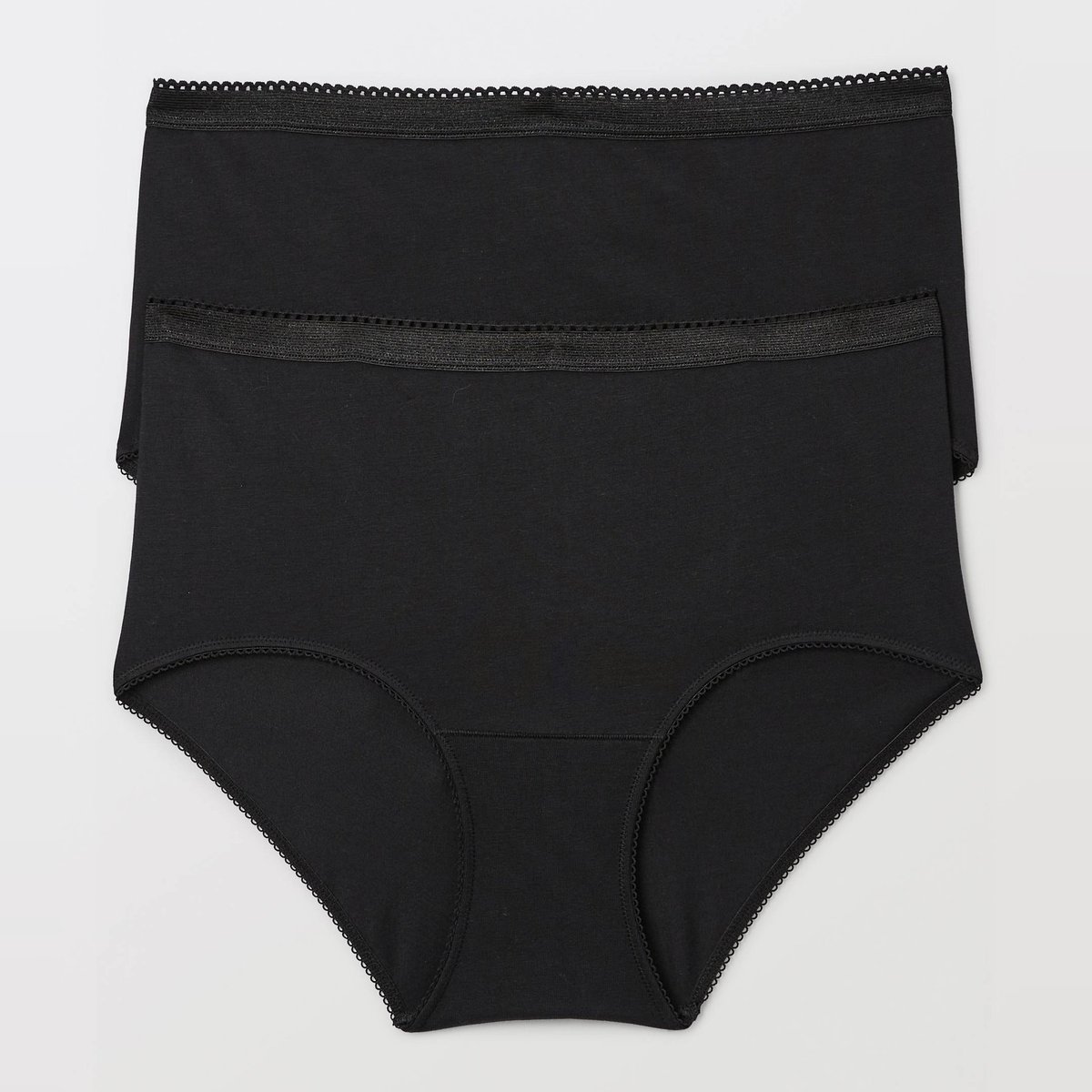Lot de 2 culottes maxi en coton noir, MONOPRIX