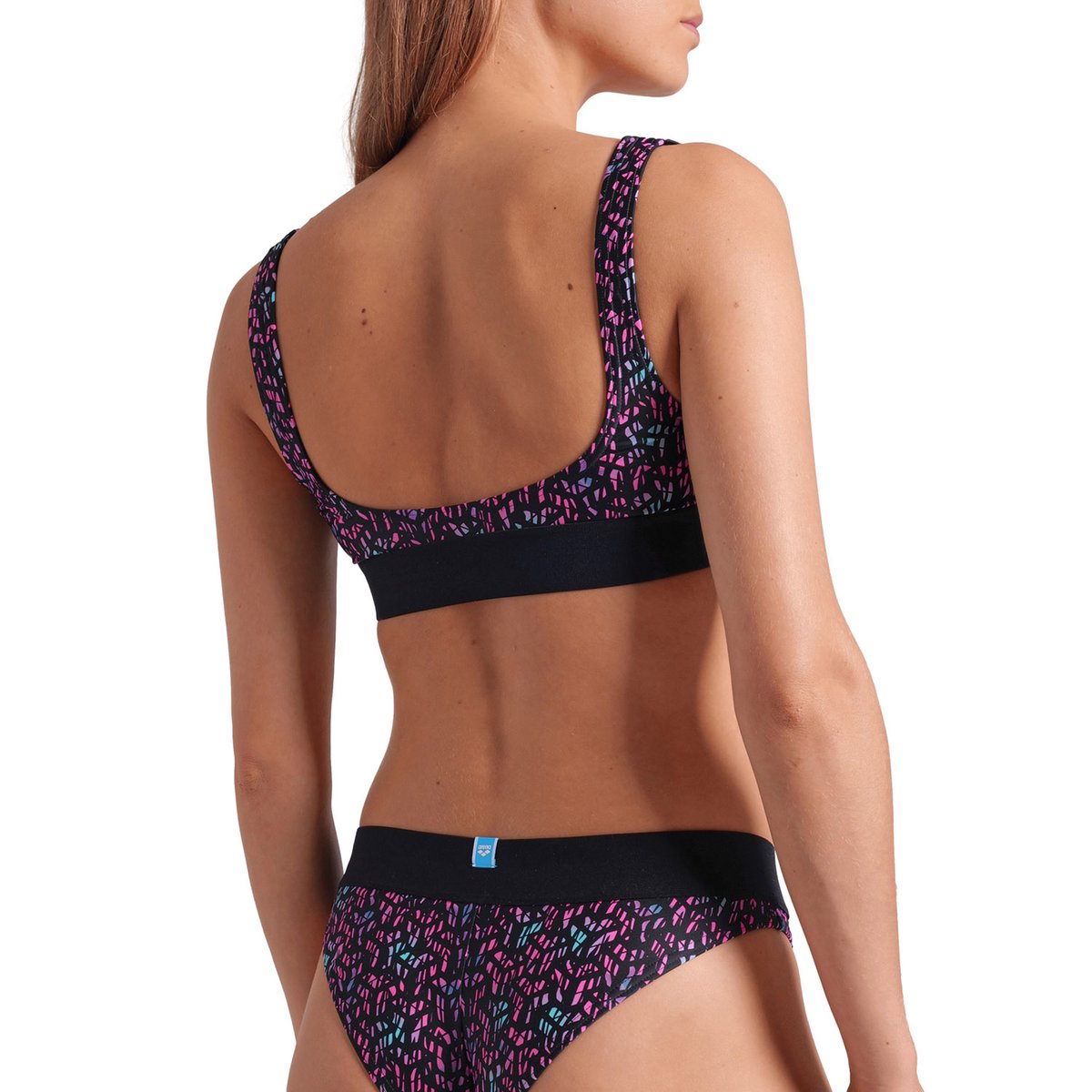Maillot de bain 2 pièces bralette arena Monogram pour femme black multi, ARENA