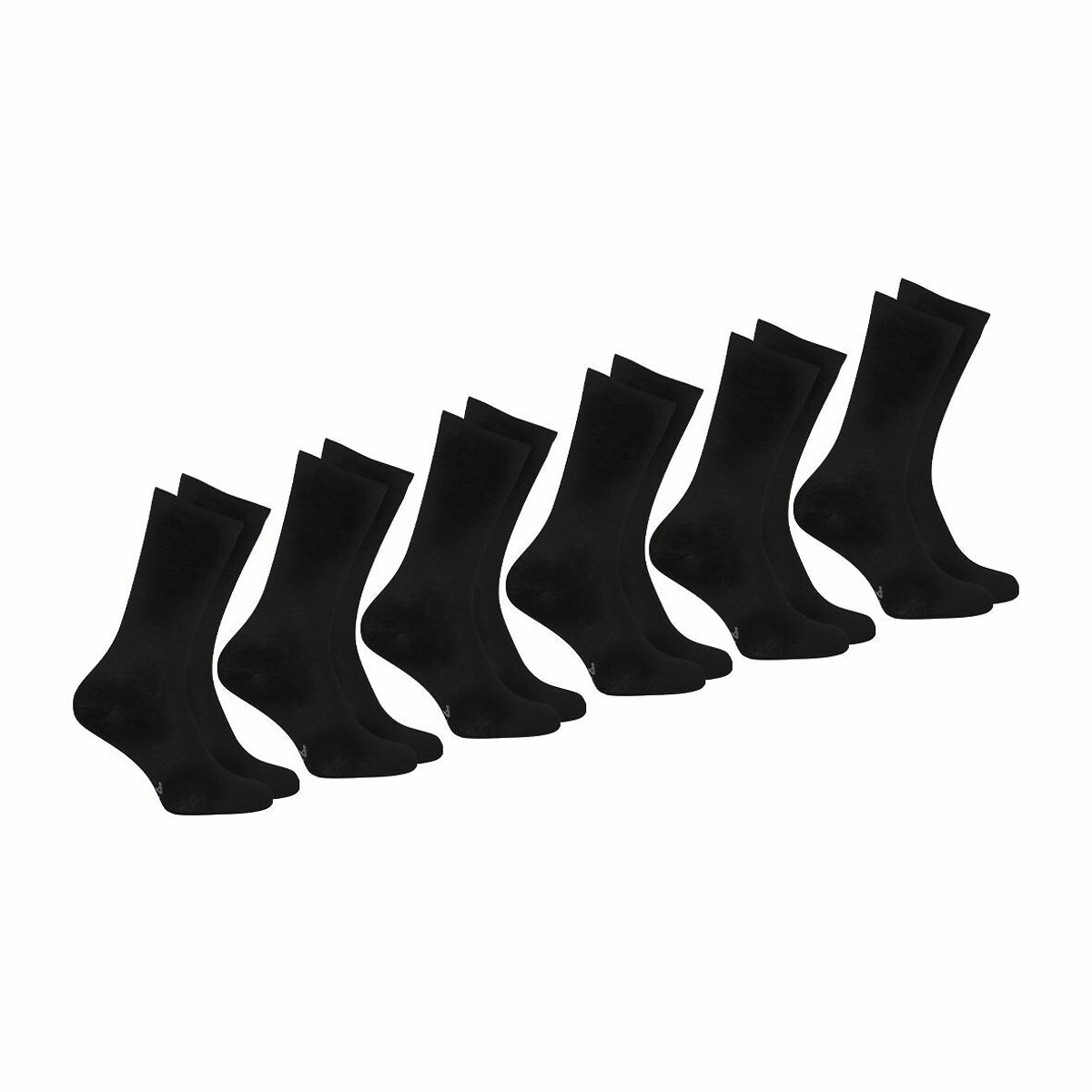 Lot de 6 paires de chaussettes hautes noir, ATHENA