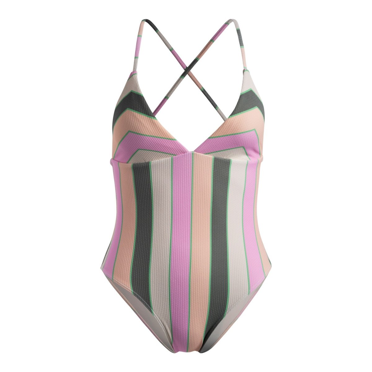 Maillot une pièce dos croisé VISTA STRIPE. vert agave green very vista stripe, ROXY